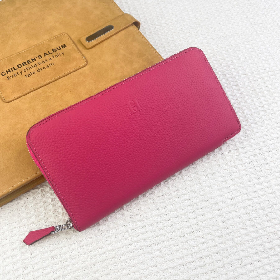 HM SILK'IN CLASSIC WALLET 20 RED PINK GRAINED CALFSKIN | Studio Nafay