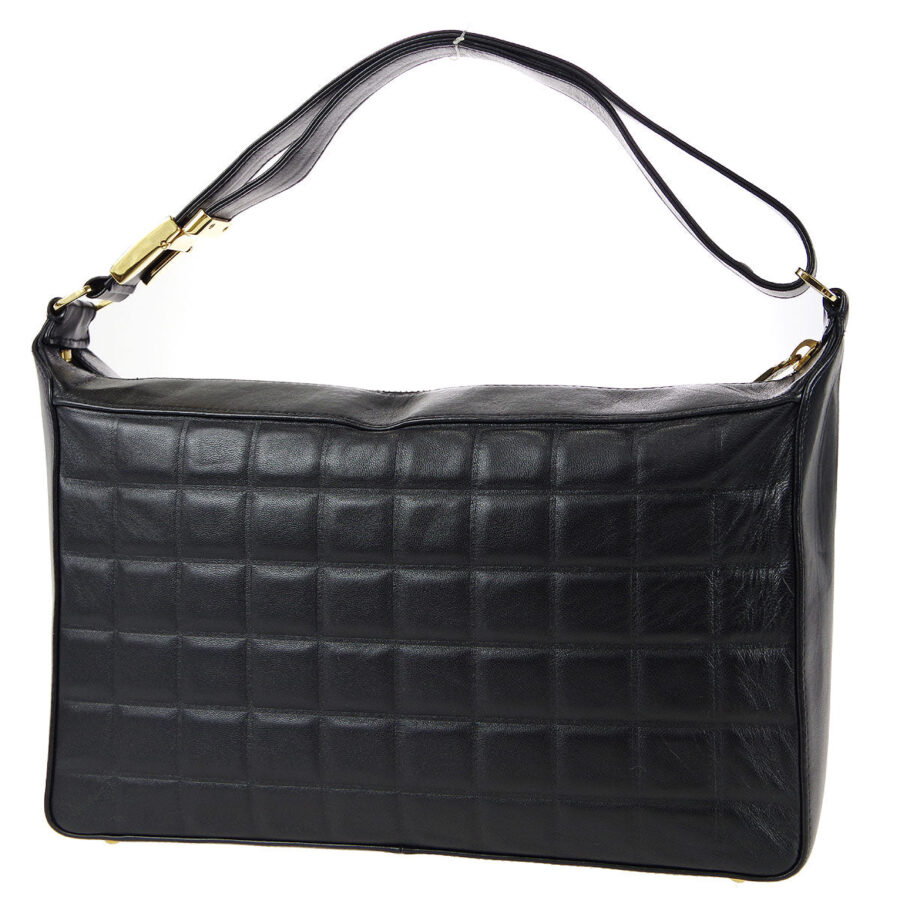 CHANEL Choco Bar Shoulder Bag Black Lambskin 67732 | Studio Nafay