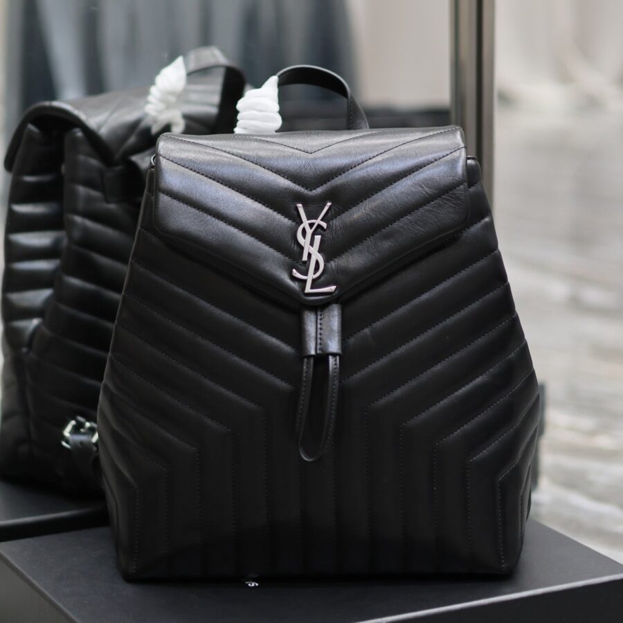 LOU BACKPACK 33 IN BLACK QUILTED CALFSKIN SILVER HARDWARE | Studio Nafay