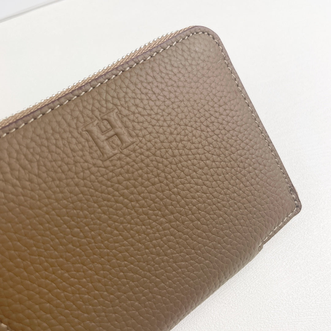 HM SILK’IN SHORT WALLET 11.5 BROWN GRAINED CALFSKIN