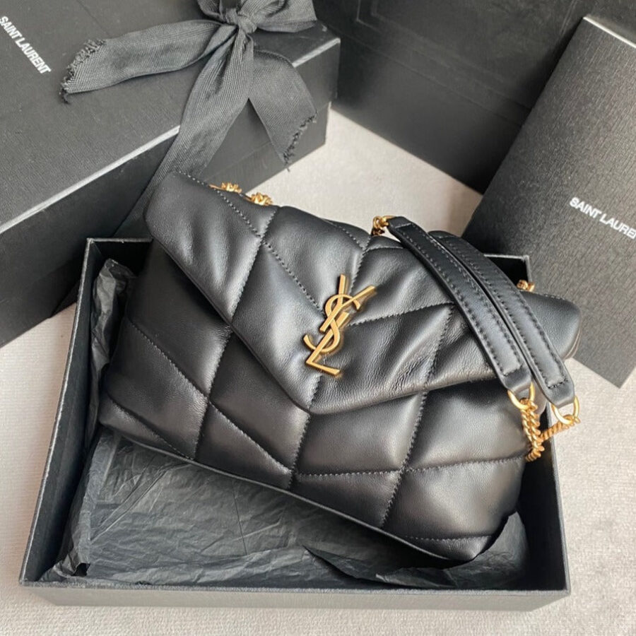 LOULOU MINI 23 BLACK QUILTED GOLD HARDWARE | Studio Nafay