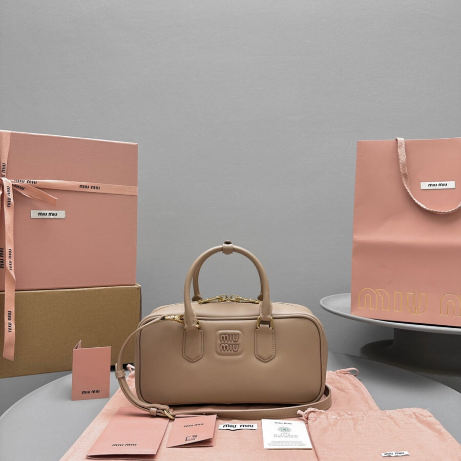 RESTRO SMALL 27 IN TAUPE PINK IN CALFSKIN | Studio Nafay