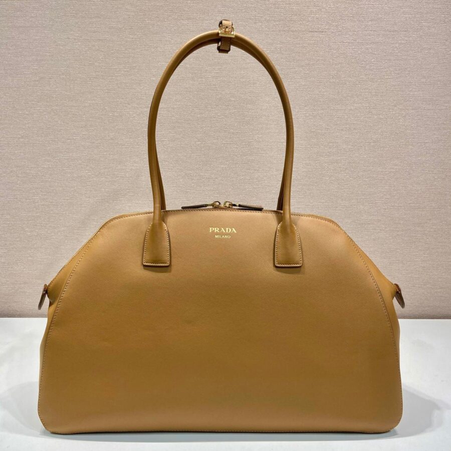 LARGER TOTE BAG 48 WITH ZIPPER CLOSURE IN CIDER BROWN SMOOTH CALFSKIN | Studio Nafay