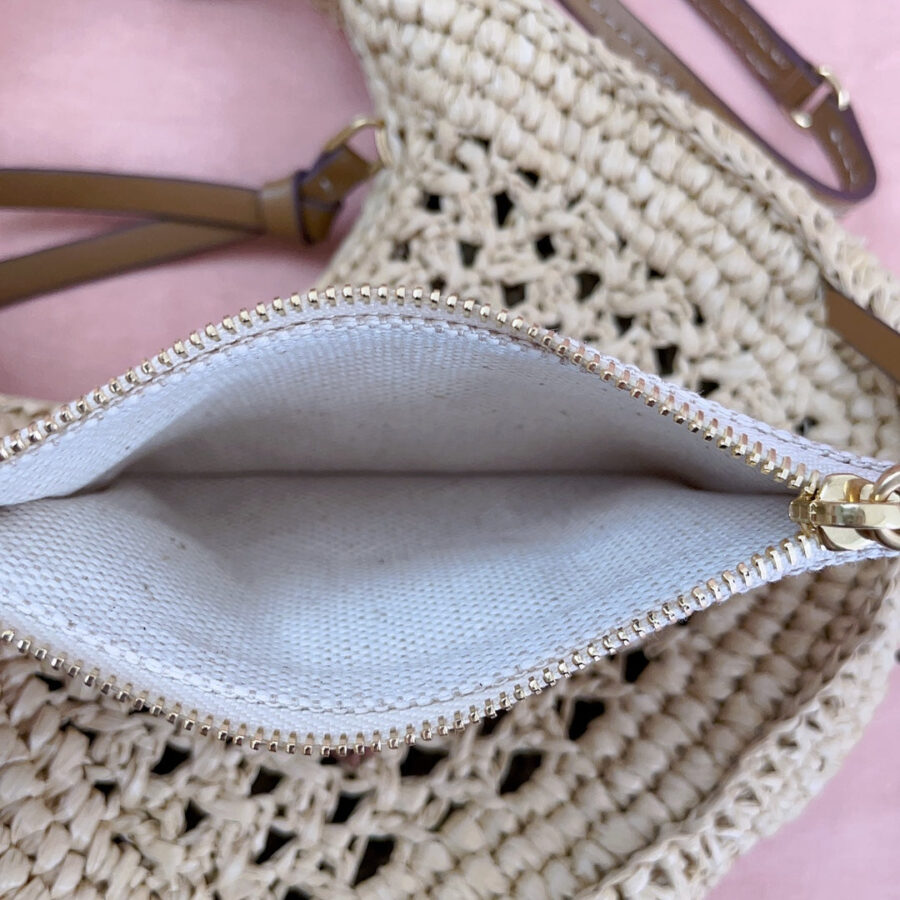 miu wander hobo bag 20cm beige woven fabric | Studio Nafay
