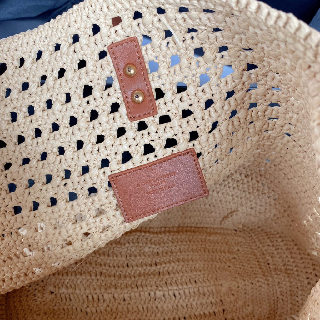 le 5a7 large 30cm woven raffia brown calfskin - Product Image 2