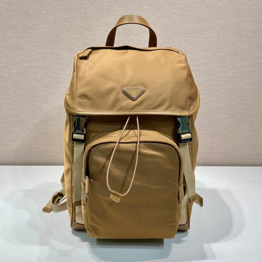 BACKPACK 45 IN CIDER BROWN RE-NYLON AND CALFSKIN TRIM | Studio Nafay