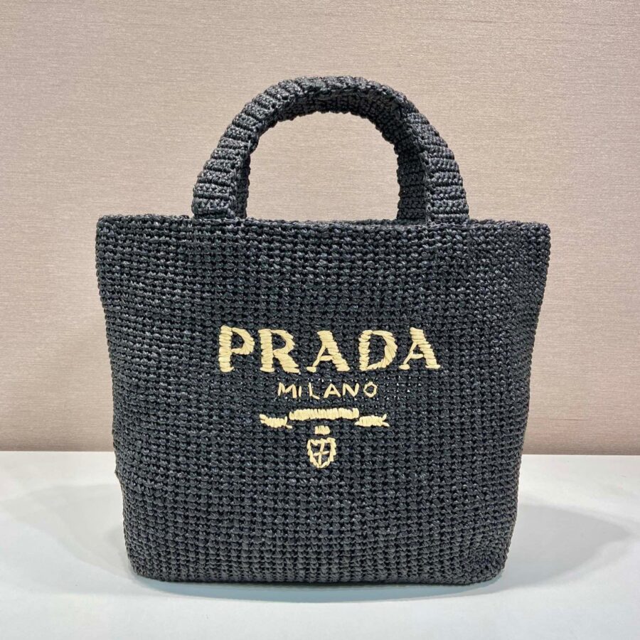 LARGE CROCHET TOTE BAG 47 IN BLACK MIX YELLOW RAFFIA | Studio Nafay