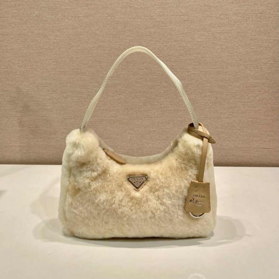 HOBO BAG 23 IN BEIGE RABBIT FUR | Studio Nafay