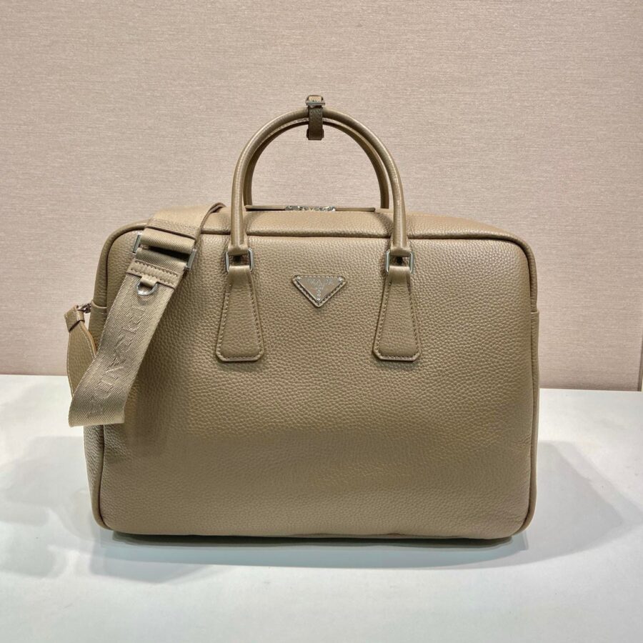 BRIEFCASE 40 IN DRIED MOSS GRAINED CALFSKIN | Studio Nafay