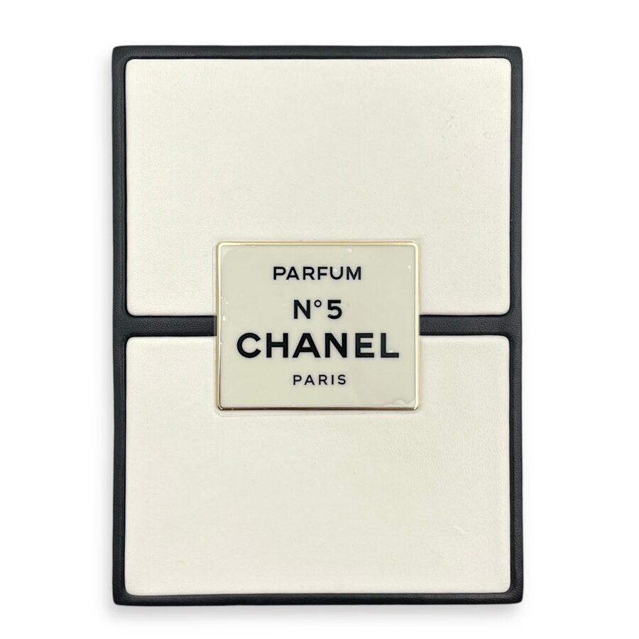 Chanel No.5 Parfum Box Black/White Evening Clutch, Gold hardware | Studio Nafay