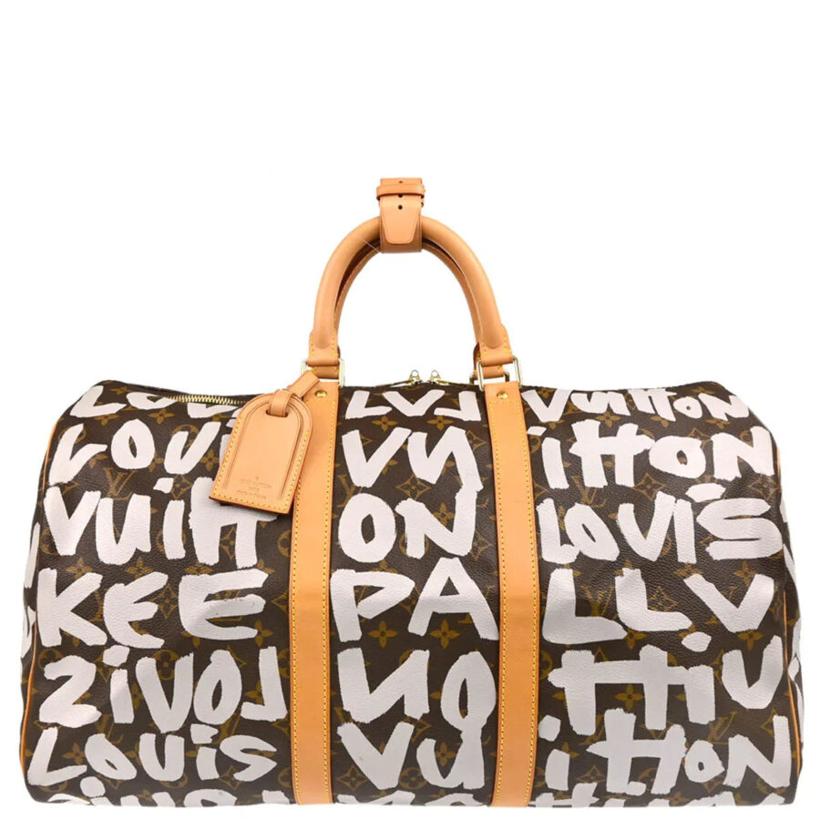 Louis Vuitton White Monogram Graffiti Keepall 50 Duffle Bag | Studio Nafay