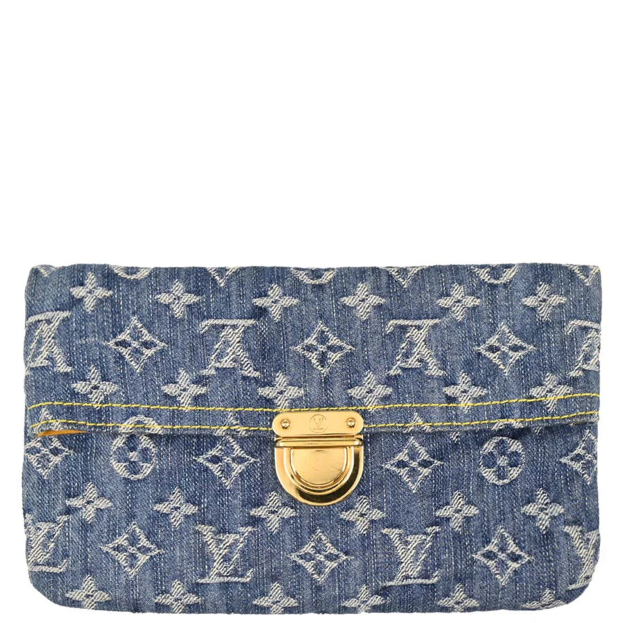 Louis Vuitton Blue Monogram Denim Pochette Plat Clutch | Studio Nafay