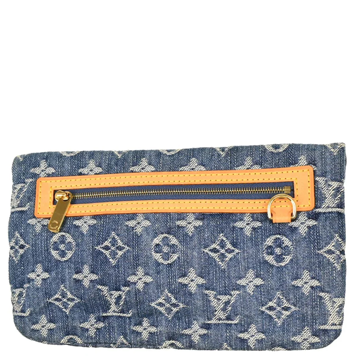 Louis Vuitton Blue Monogram Denim Pochette Plat Clutch