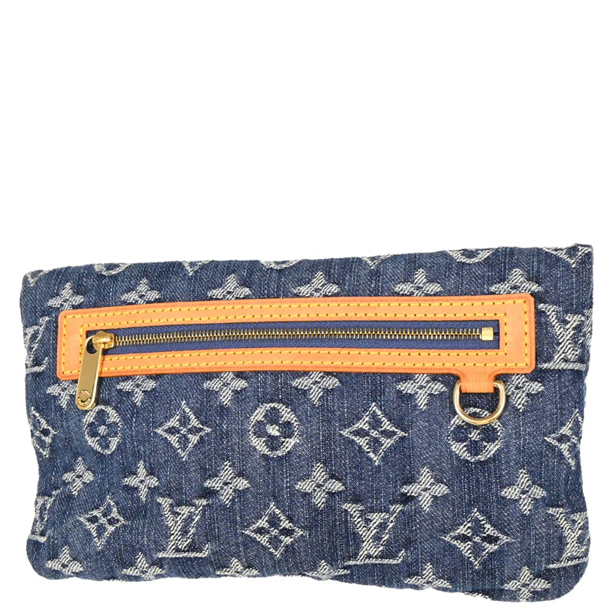 Louis Vuitton Blue Monogram Denim Pochette Plat Clutch Bag