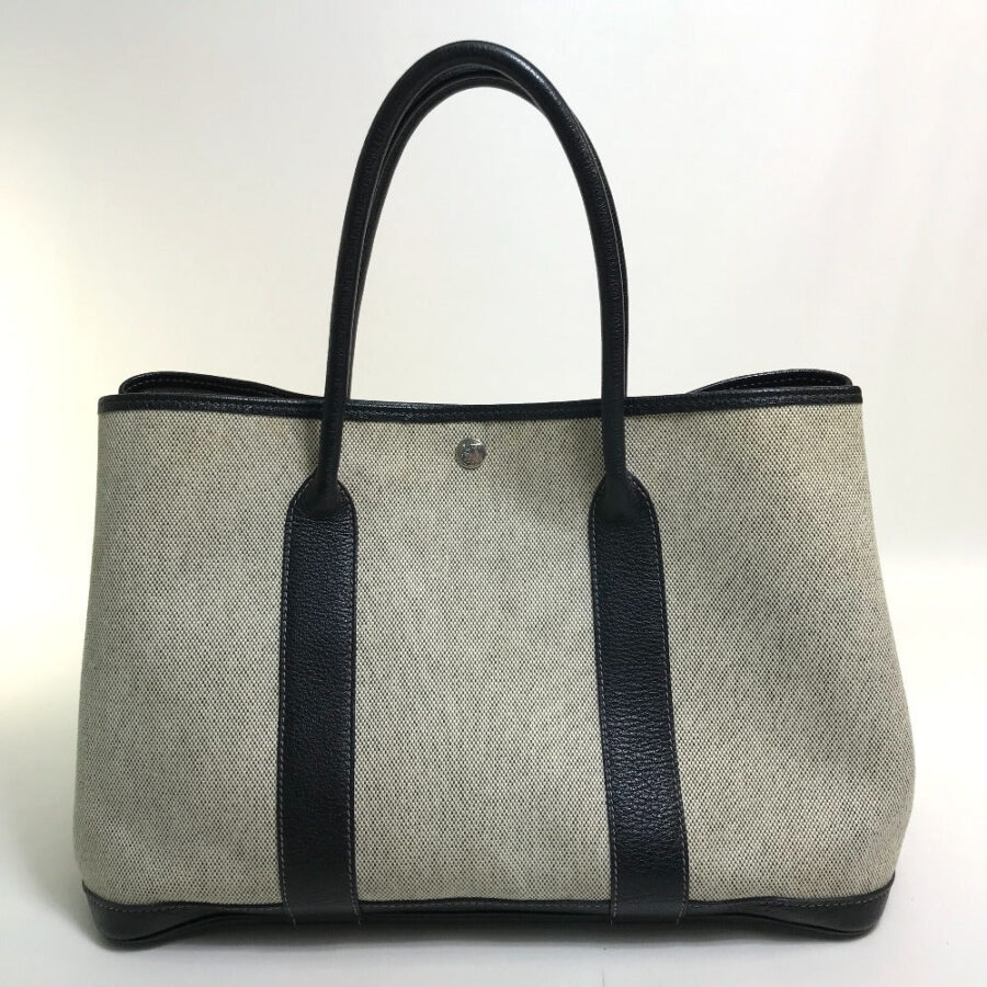 HERMES Tote Bag Toilet ash / buffle skipper Black x Natural Garden party PM Women | Studio Nafay