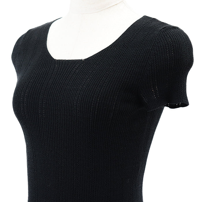 Chanel Short Sleeve Top Black Cotton Blend Classic Flap Tote