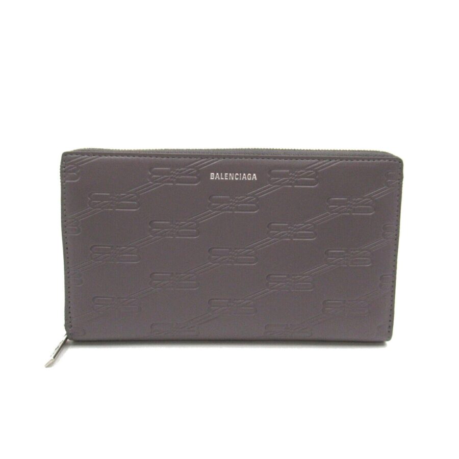 Balenciaga Leather Round Wallet Gray | Studio Nafay