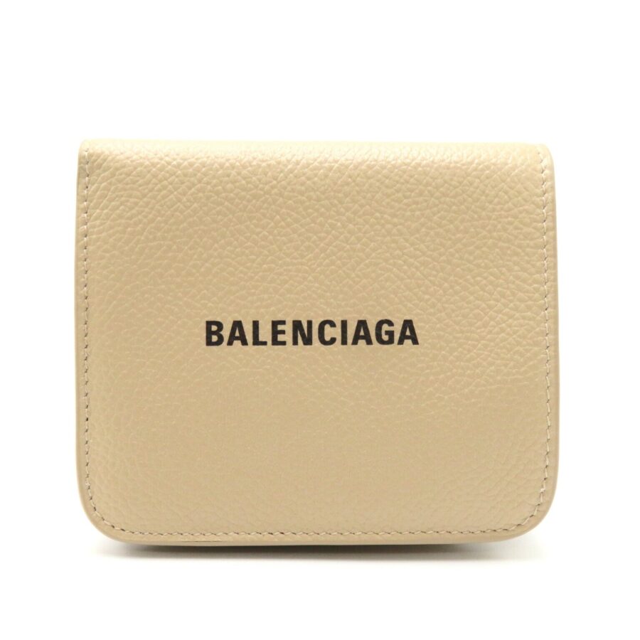 Balenciaga Leather Bifold Wallet Beige | Studio Nafay