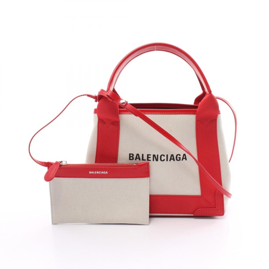 Balenciaga Canvas Leather Navy Cabas XS Handbag | Studio Nafay