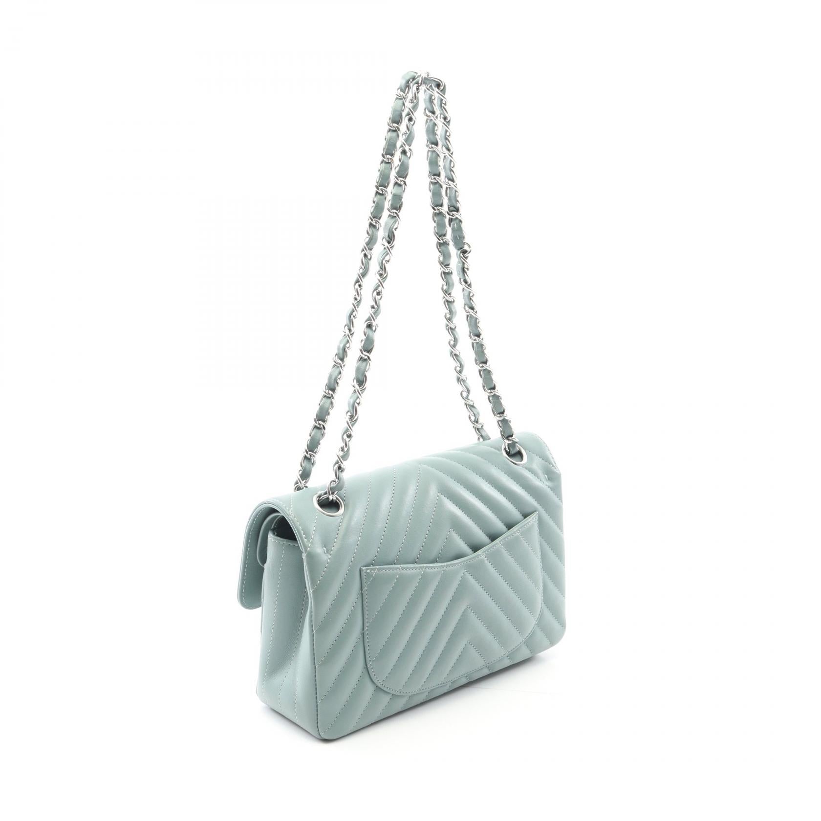 Chanel Chevron V Stitch W Flap Lambskin Shoulder Bag