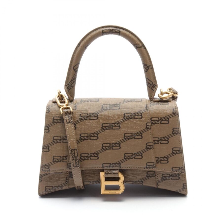 Balenciaga Hourglass Leather Handbag Beige | Studio Nafay