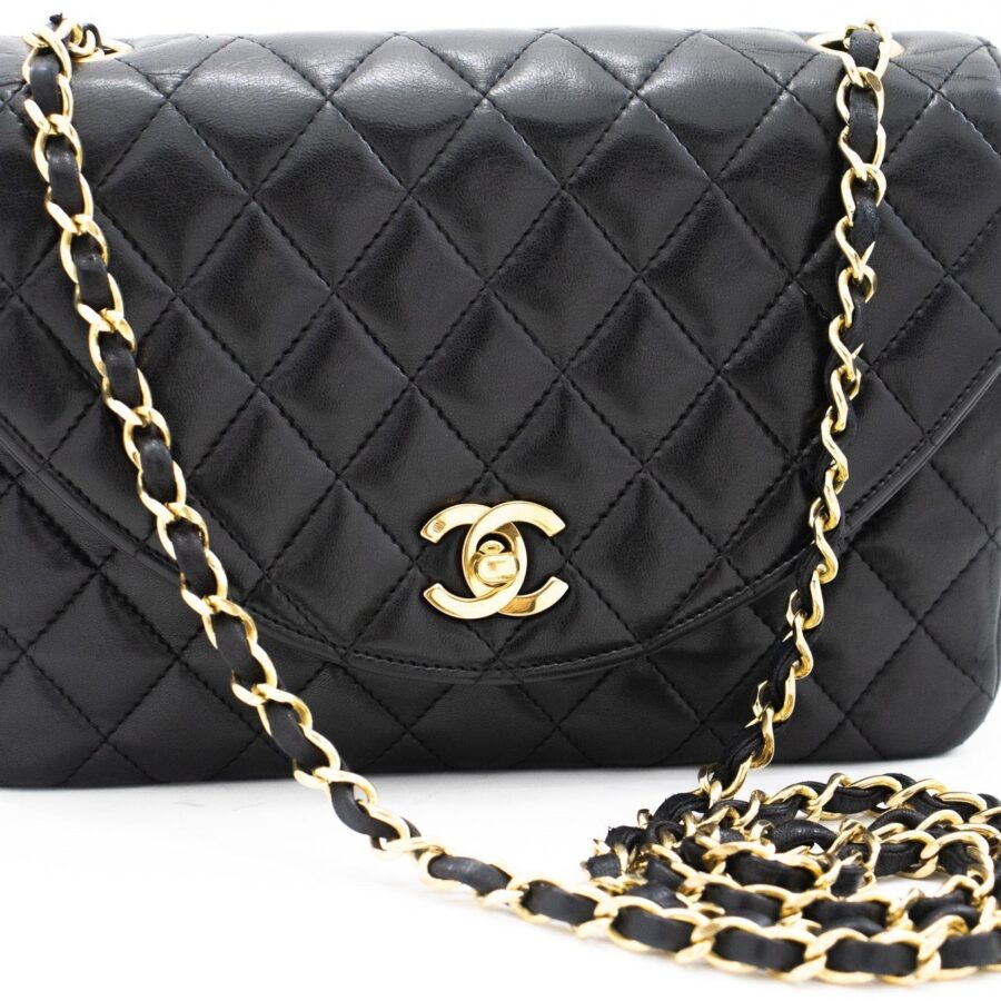 CHANEL Half Moon Chain Shoulder Bag Crossbody Black Quilted Flap j18 | Studio Nafay