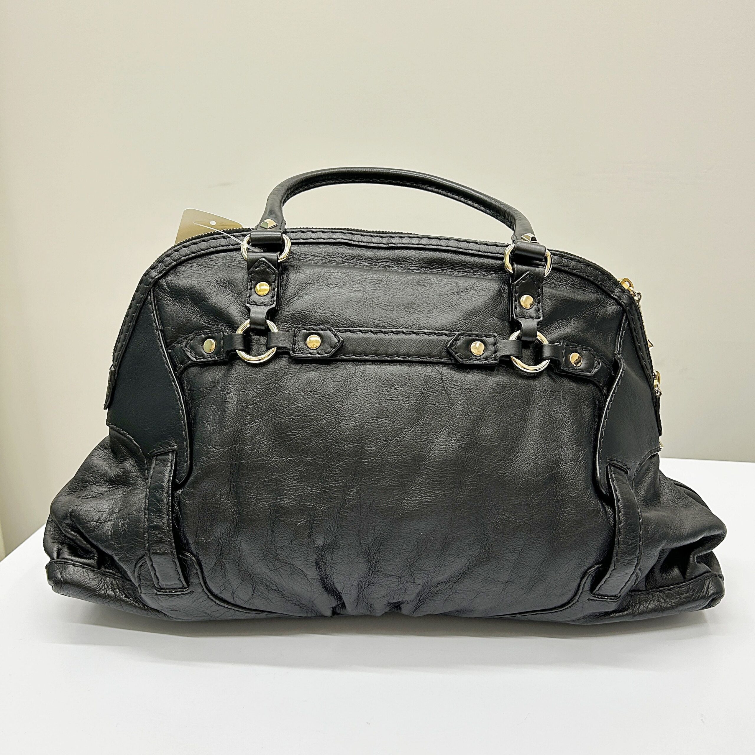 Gucci Black Leather Medium Horsebit Nail Boston Bag gu9932nf
