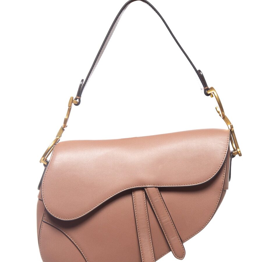 Dior Taupe Leather Diorissimo Saddle Shoulder Bag | Studio Nafay