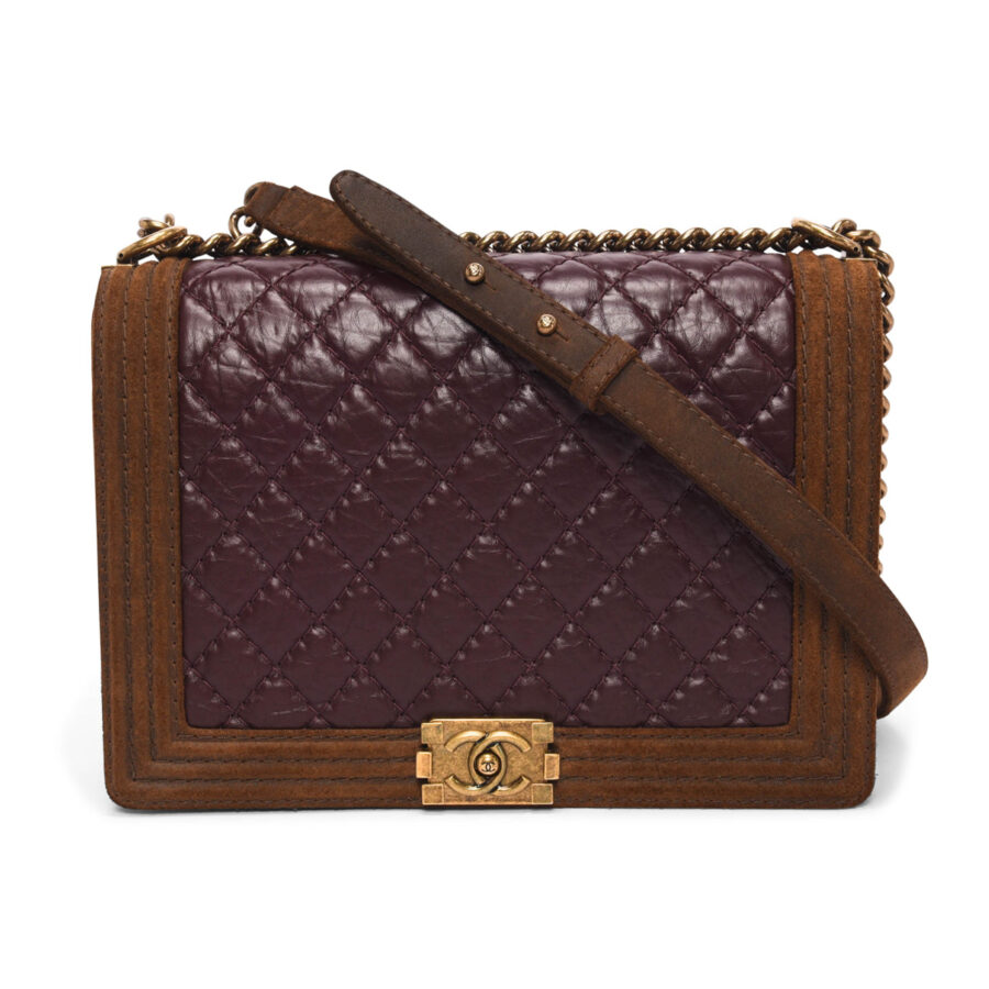 Chanel Burgundy Quilted Aged Calfskin Large Boy Bag | Studio Nafay
