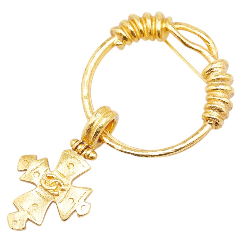 Chanel Gold Plated Coco Mark Cross Brooch 94P Classic Flap Tote | Studio Nafay