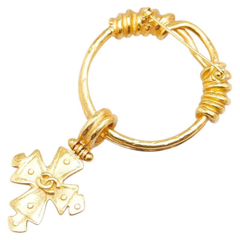 Chanel Gold Plated Coco Mark Cross Brooch 94P Classic Flap Tote