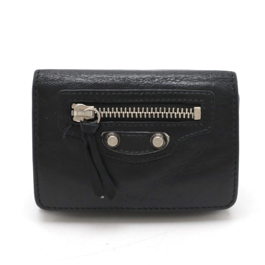 Balenciaga Classic Mini Leather Wallet Black | Studio Nafay