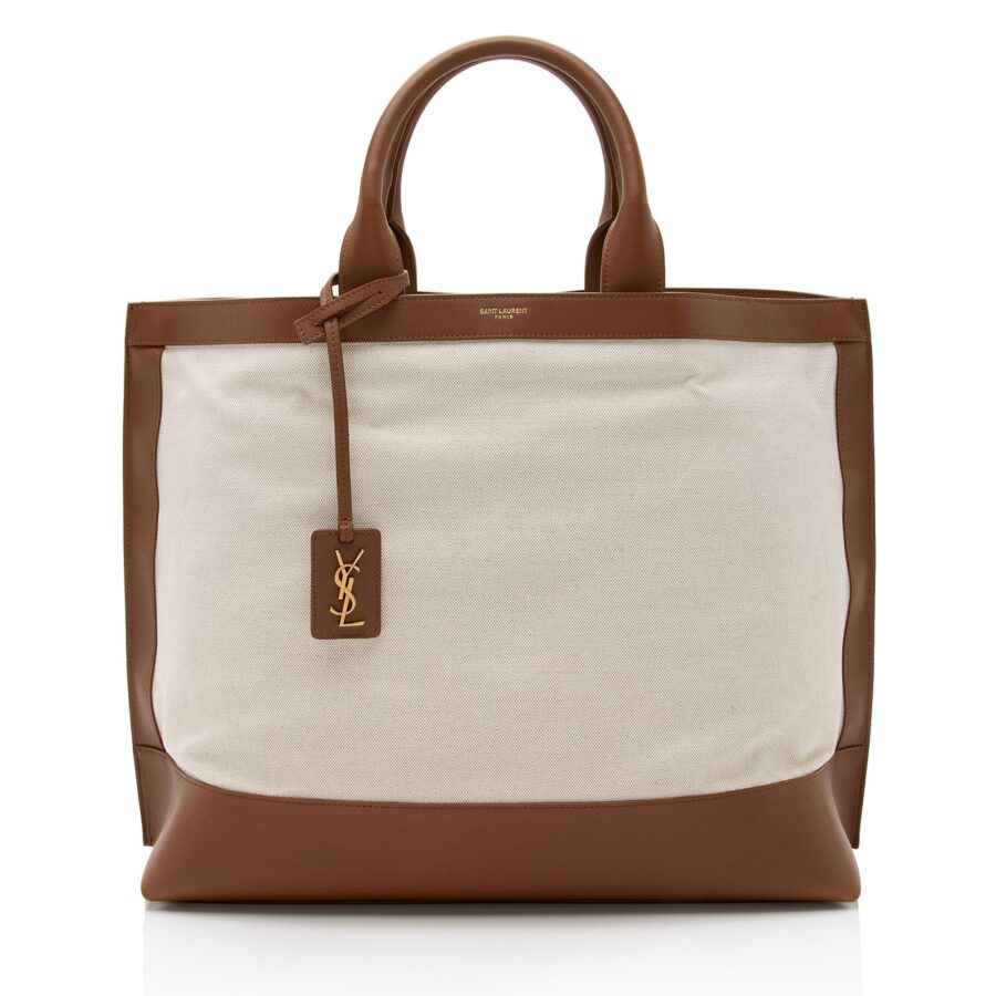 Saint Laurent Linen Calfskin Cabas Tote | Studio Nafay