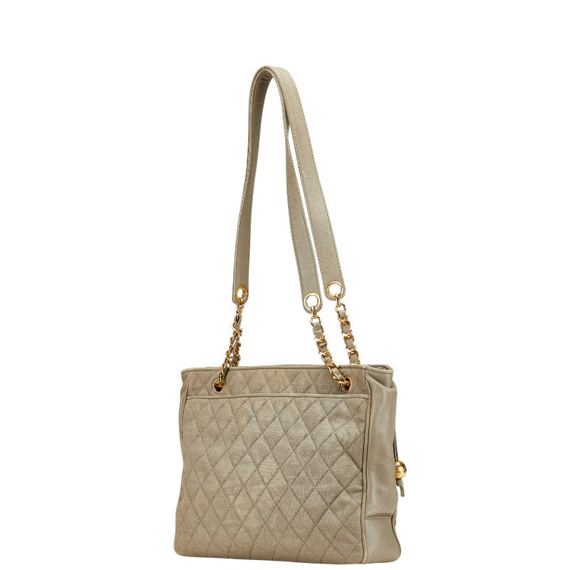 Chanel Coco Mark Matelassé Canvas Leather Tote Bag