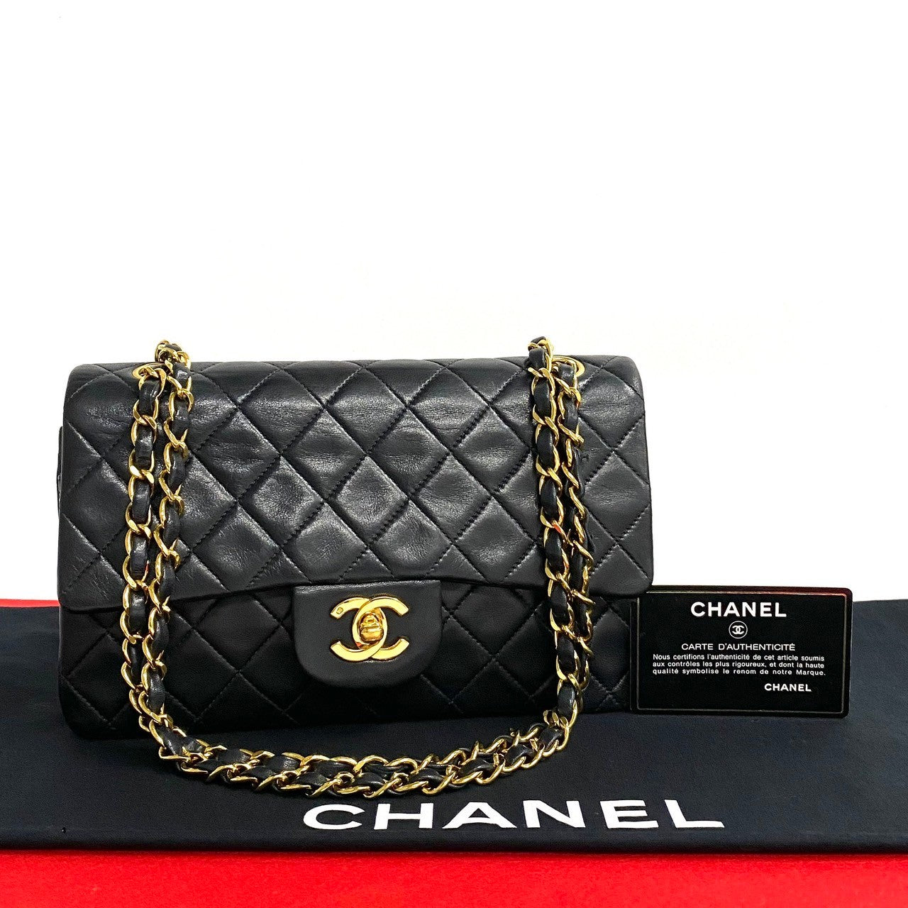 Chanel Lambskin Double Flap Shoulder Bag Classic Flap