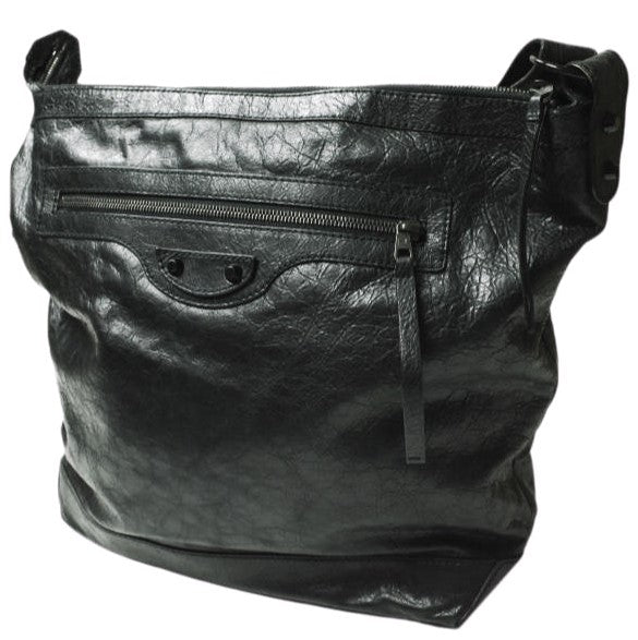 Balenciaga Leather Day Messenger Bag Black | Studio Nafay
