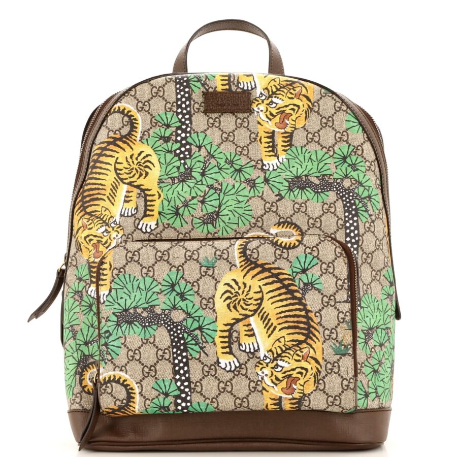 Zip Pocket Backpack Bengal Print GG Coated Canvas Medium | Studio Nafay