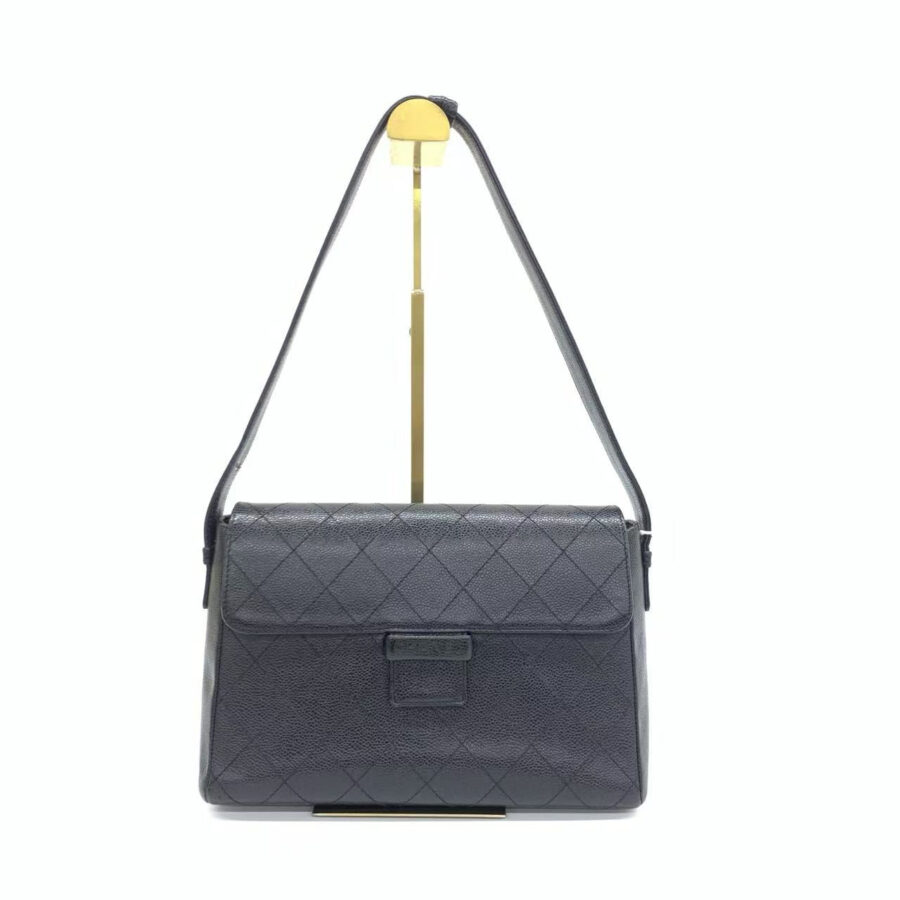 Chanel So Black Caviar Shoulder Bag Front Buckle Adjustable Strap | Studio Nafay