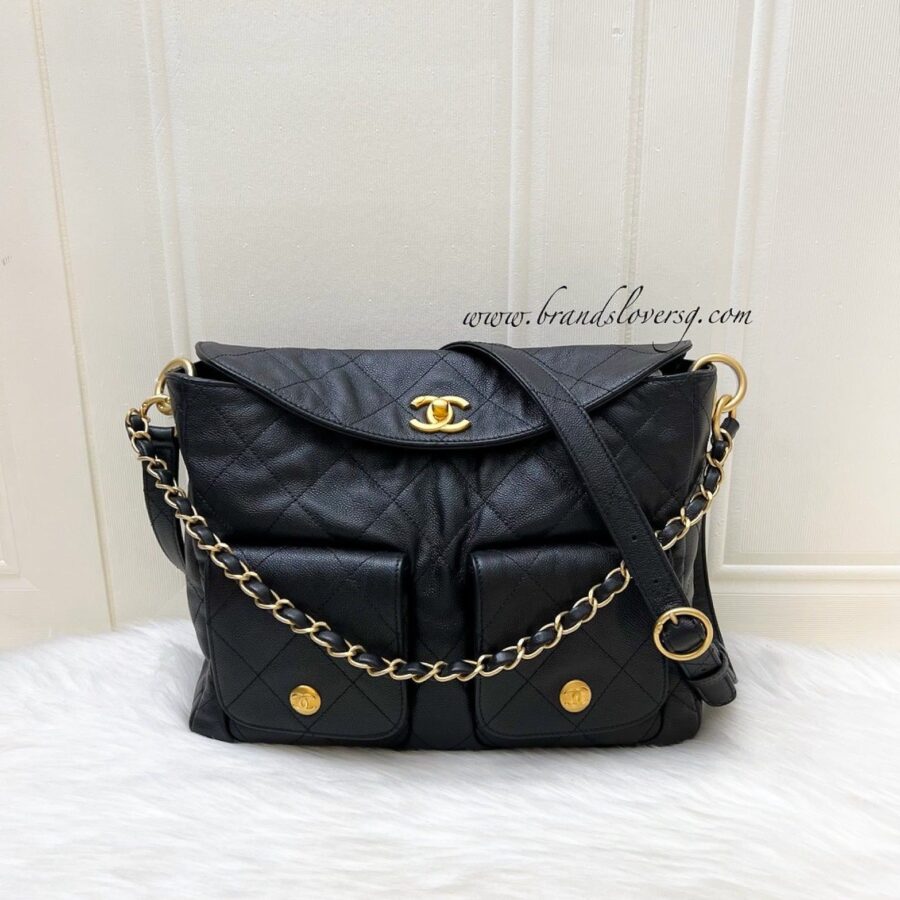 Chanel 25P Maxi Hobo Bag in Black Caviar and AGHW (Model: ) | Studio Nafay