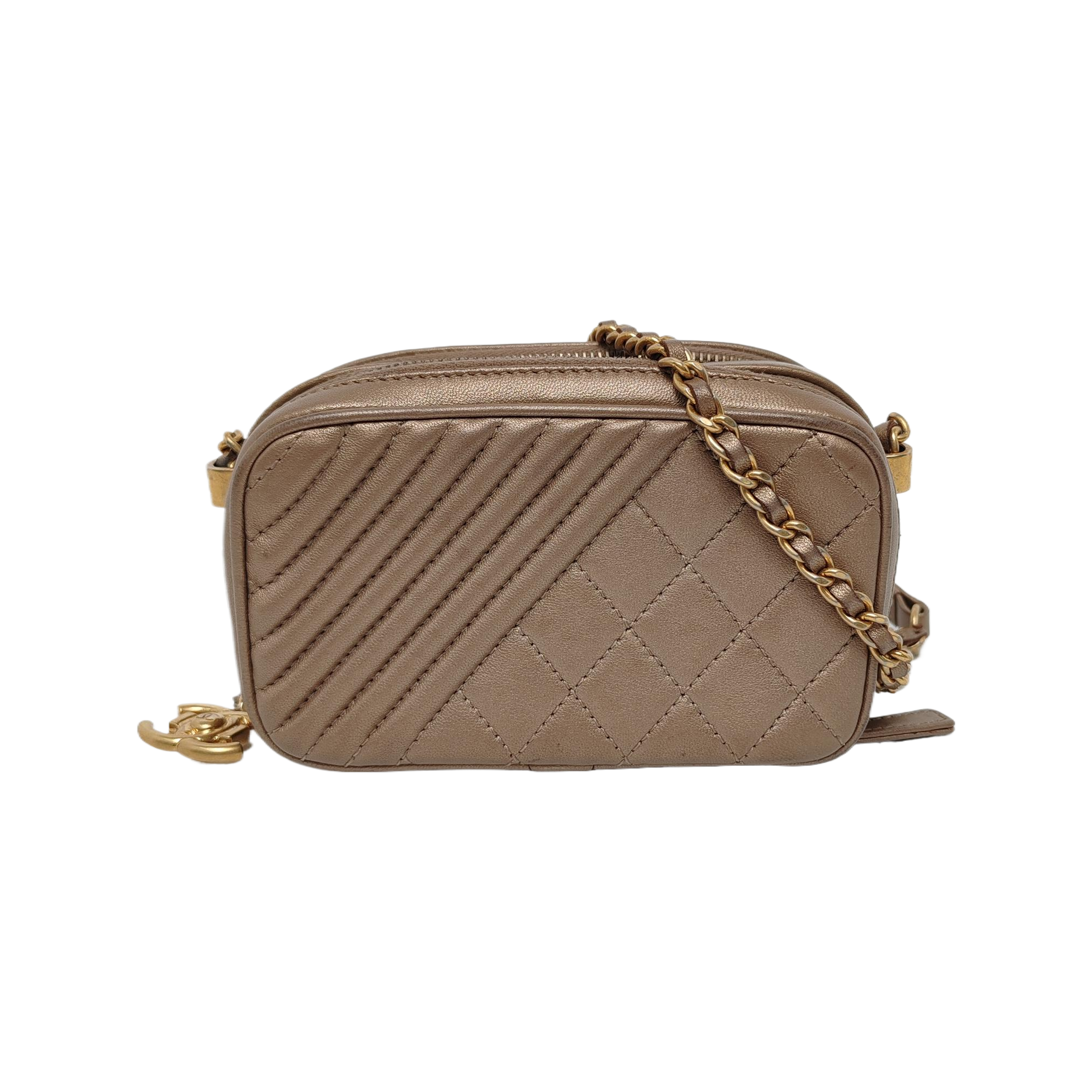 Chanel Mini Leather Lambskin Gold Handbag