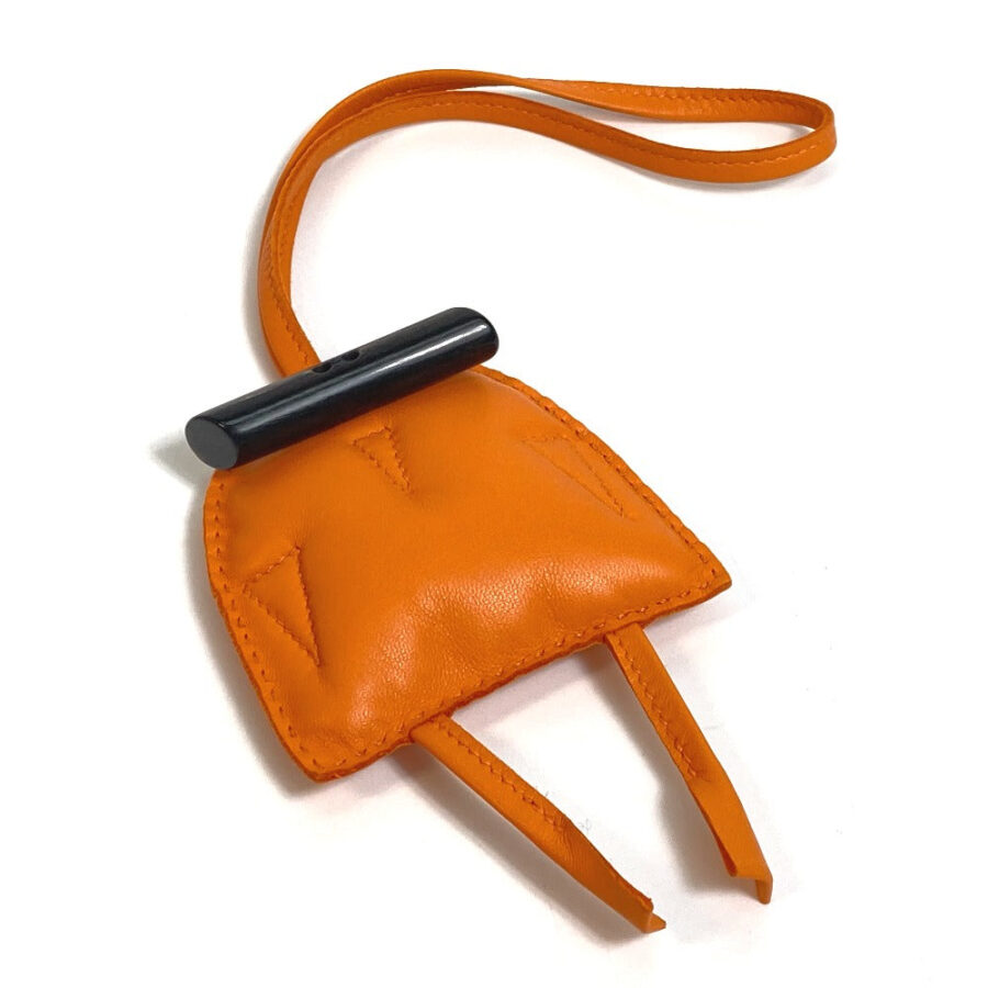 HERMES Bag charm Leather, Buffalo Horn Orange petit ash owl unisex(Unisex) | Studio Nafay