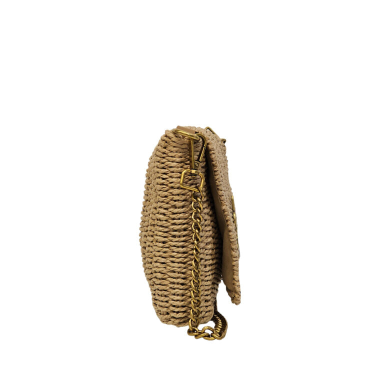 YSL Medium Supple Chain Bag In Raffia | Studio Nafay