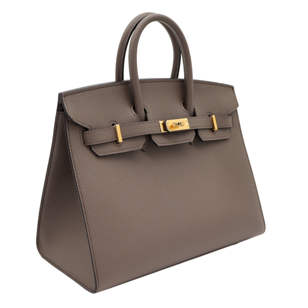 Hermes25cm Birkin Sellier Etain Epsom Leather Gold Hardware