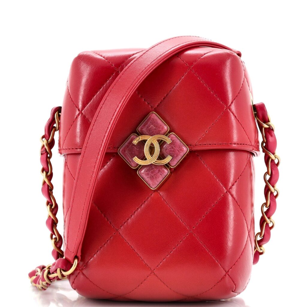 CHANEL Diamond Lock CC Phone Holder Crossbody Bag Quilted Lambskin Mini | Studio Nafay