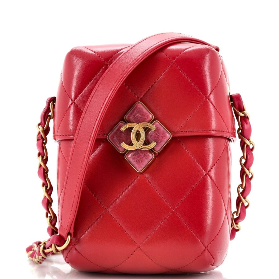 CHANEL Diamond Lock CC Phone Holder Crossbody Bag Quilted Lambskin Mini | Studio Nafay