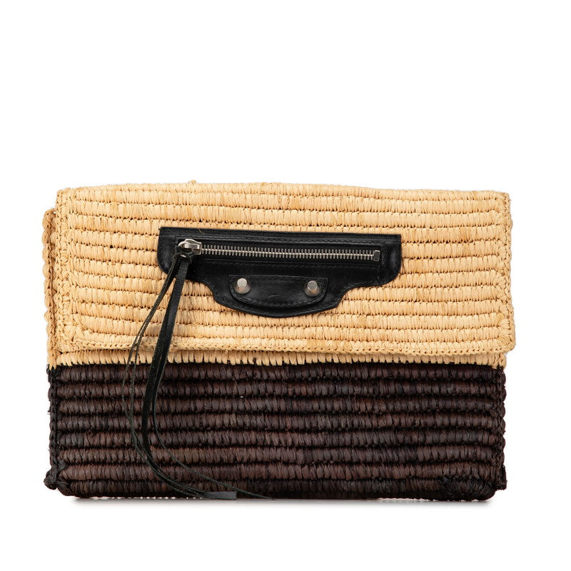 Balenciaga Raffia Leather Clutch Bag | Studio Nafay