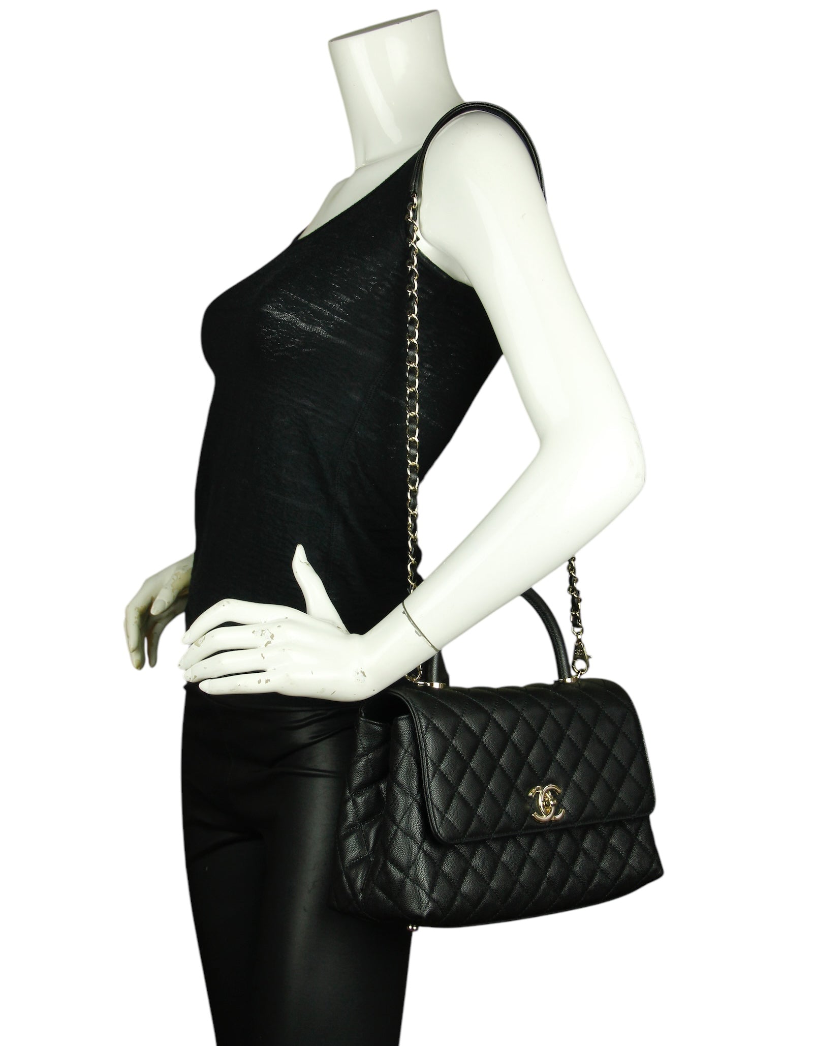 Chanel Black Caviar Small Coco Handle Bag