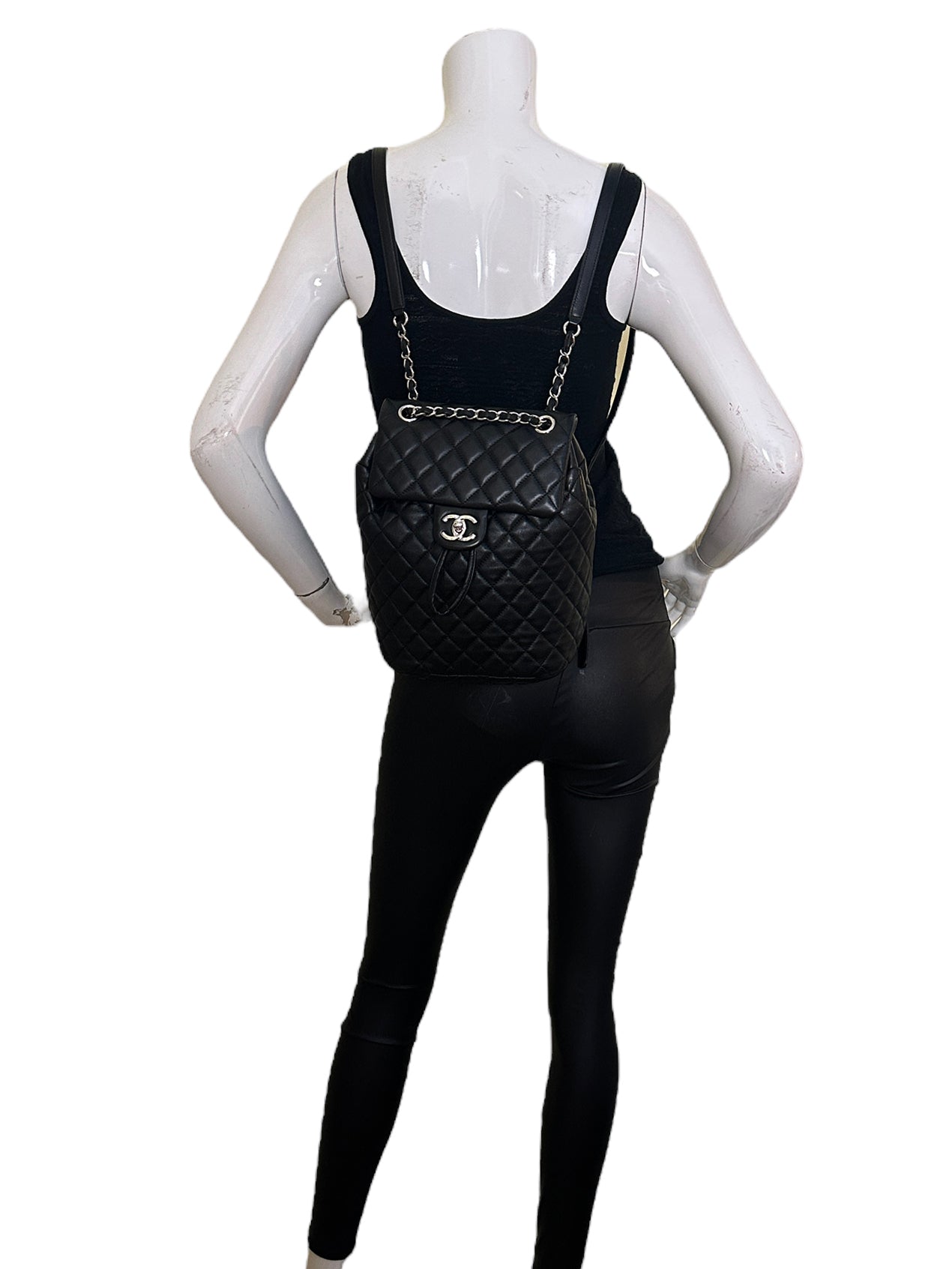 Black Lambskin Quilted Gift for Her Small Urban Spirit Backpack Bag