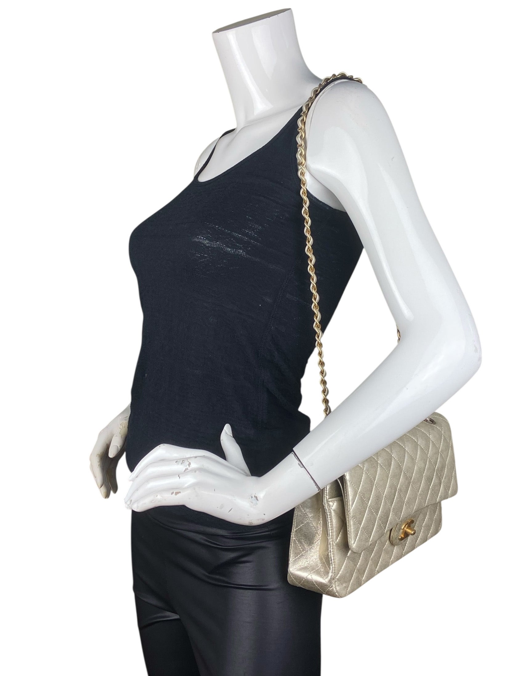 Chanel Gold Lambskin Medium Double Flap Bag