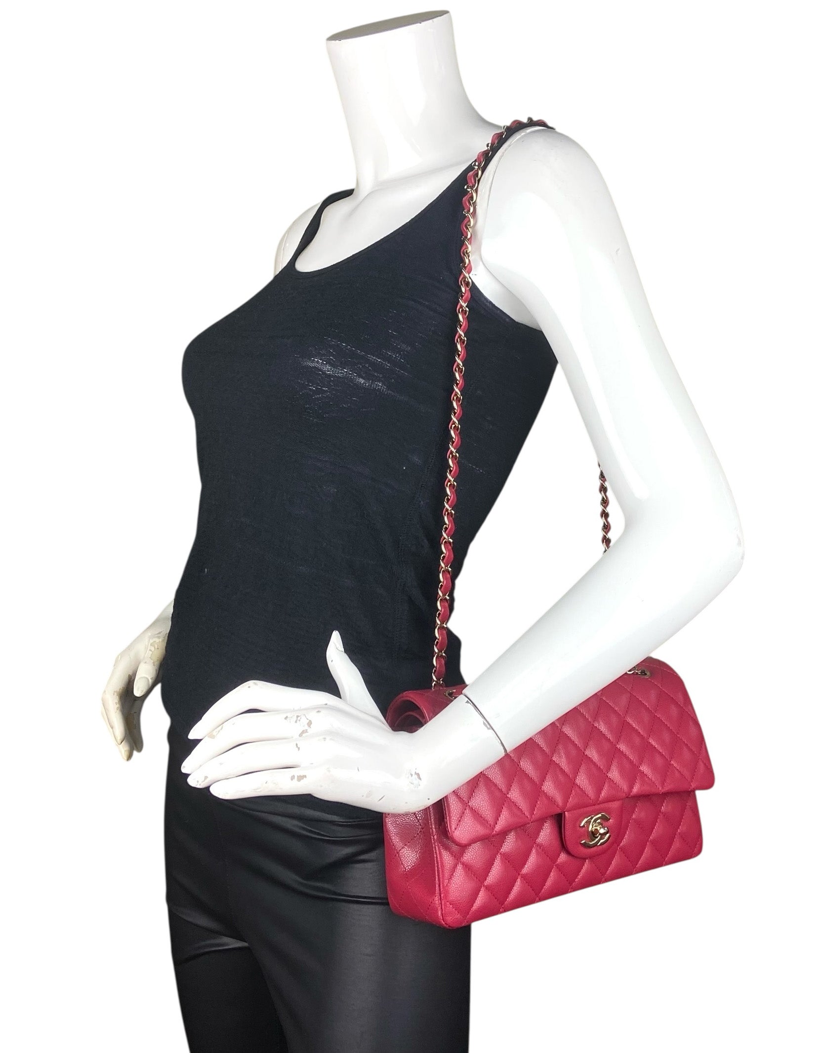 Chanel Red Caviar Medium Double Flap Bag